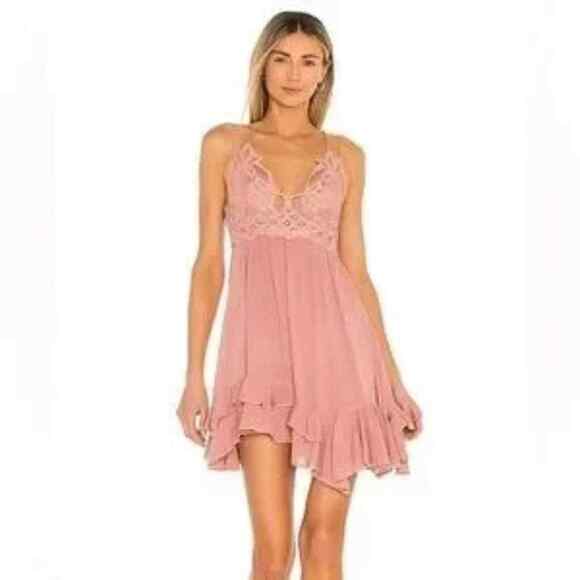 Free People Adella Slip Dress Medium Lace Bralette Rose NEW with tags - Picture 5 of 8